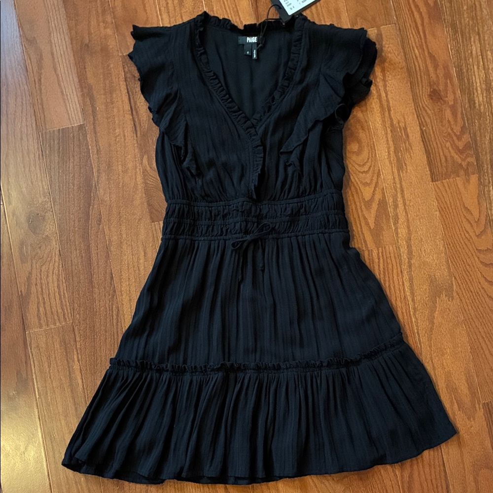 PAIGE Black Ruffled Mini Dress NWT